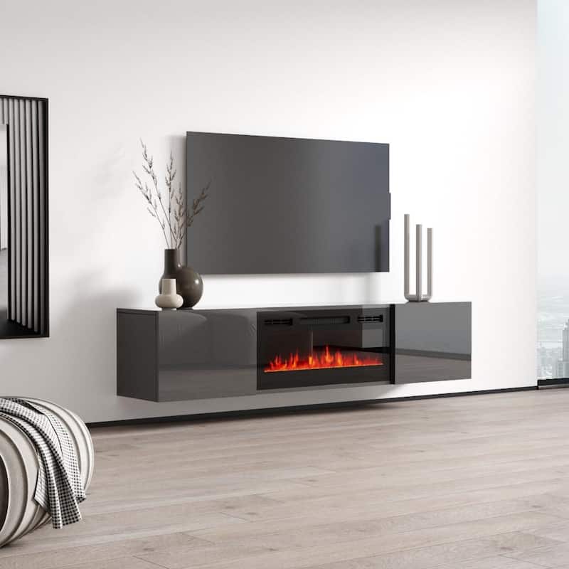 Cali EF Wall Mounted Electric Fireplace Modern 72" TV Stand