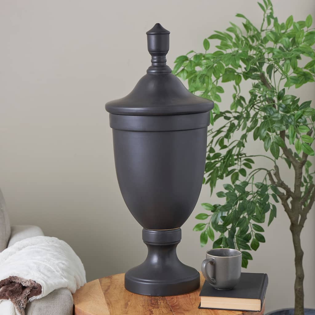 Black or White Ceramic Fluted Urn Shaped Decorative Jars with Lid