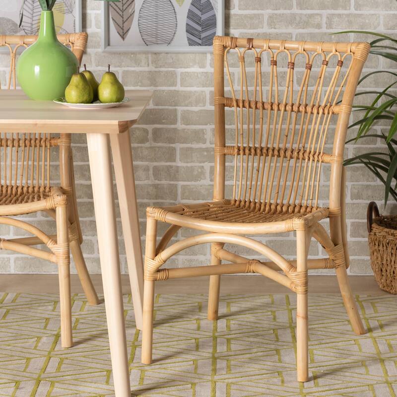 Ammi Modern Bohemian Natural Brown Rattan Dining Chair