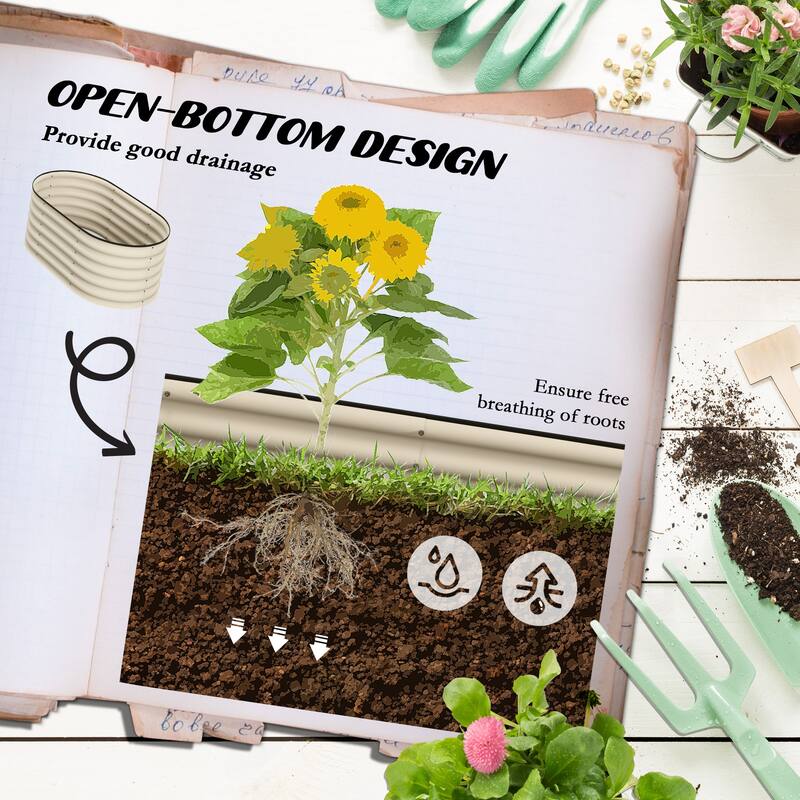 Outdoor Open Bottom Metal Garden Planter Box for Backyard Patio Lawn