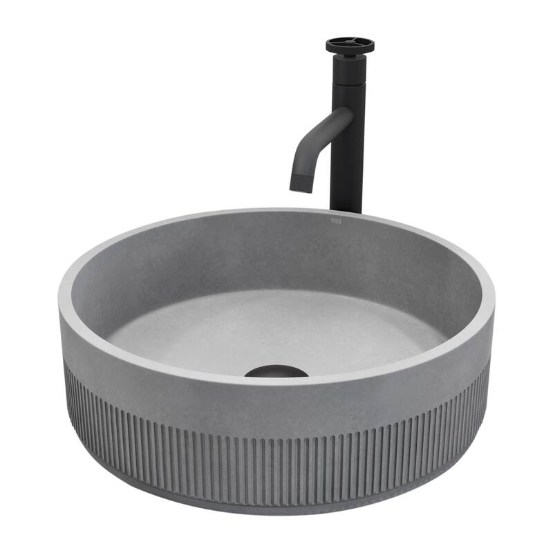 Vigo VGT2097 Cypress 16" Circular Concrete Vessel Bathroom Sink with