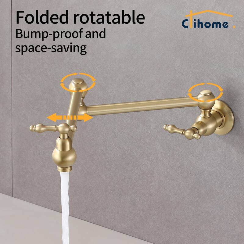 Clihome Traditional Wall Mounted Kitchen Pot Filler Faucet