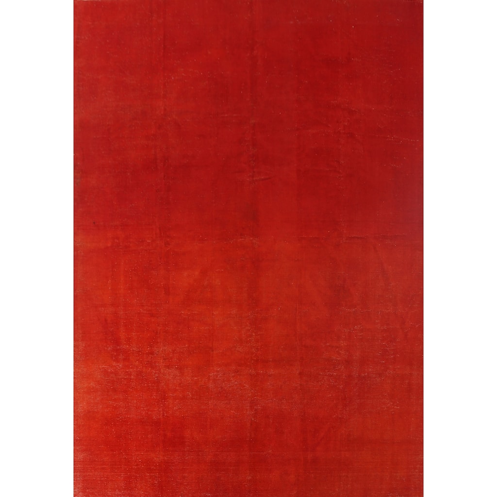 Distressed Over-Dyed Anatolian Turkish Rug Handmade Solid Wool Carpet - 9'5" x 12'1"