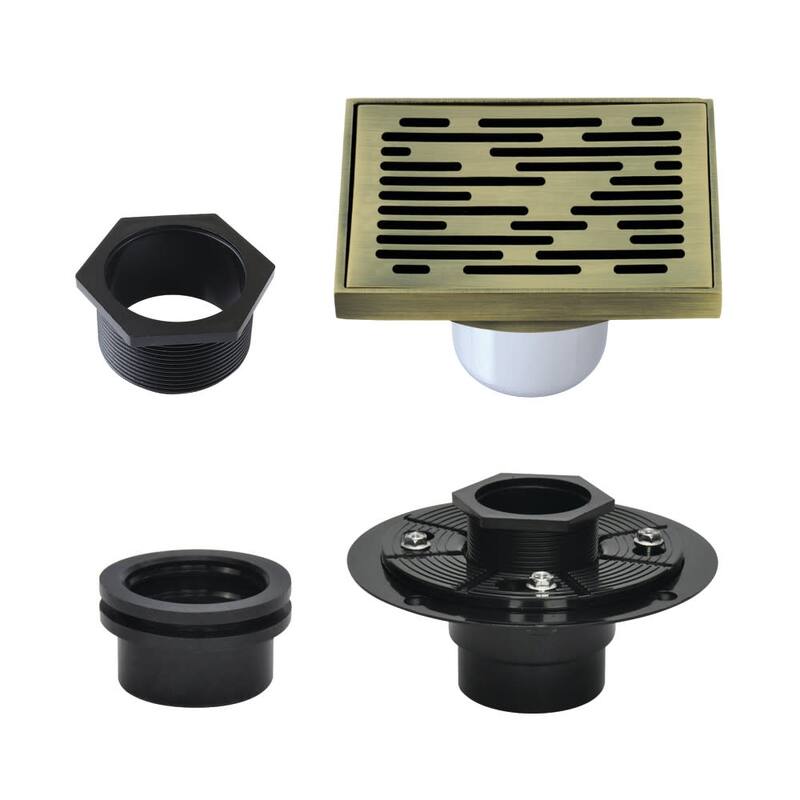 Kingston Brass BSFK6310 Watercourse 3-15/16" Square Shower Drain - Antique Brass
