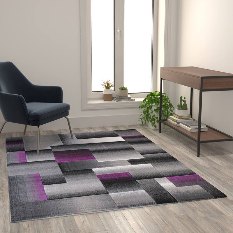 Modern Geometric Style Color Blocked Indoor Area Rug