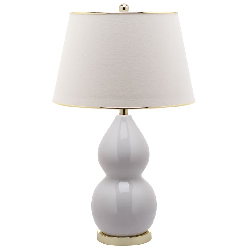 SAFAVIEH Lighting Jamila 26-inch White Double Gourd Ceramic Lamp - 16"x16"x26.5" - 16Wx16Dx27H - White
