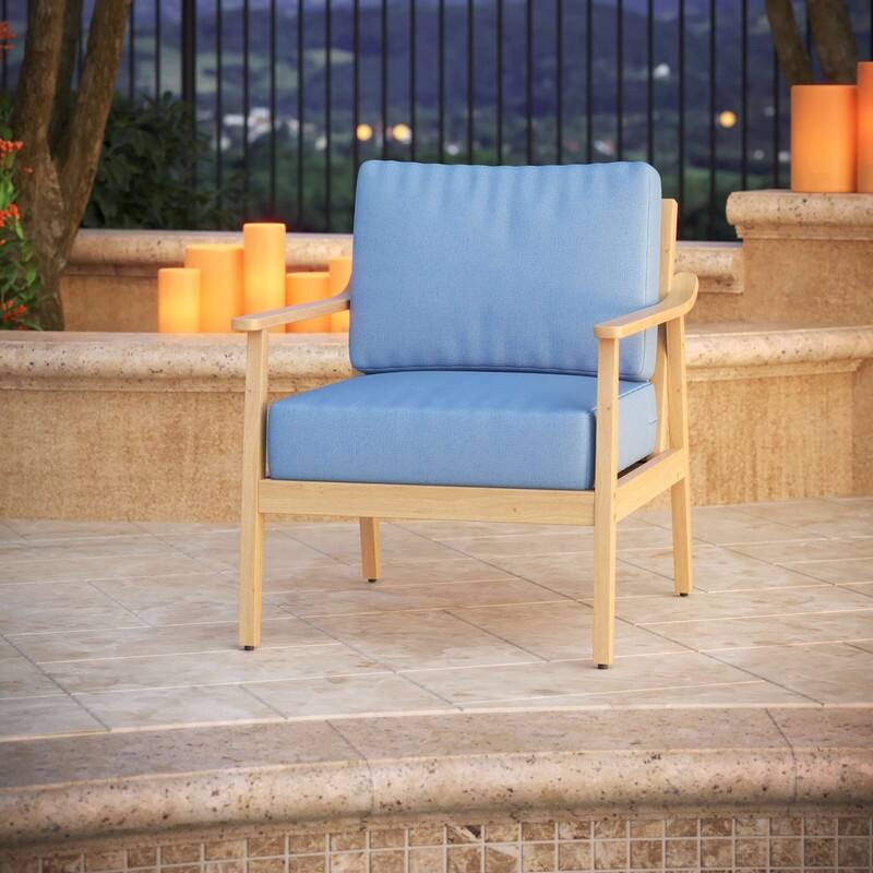 Sunbrella Outdoor Deep Seating Cushion - 25" W x 25.5" D x 5" H - Seat 25 x 25.5 x 5 Back 25 x 17 x 5 - Canvas Air Blue 