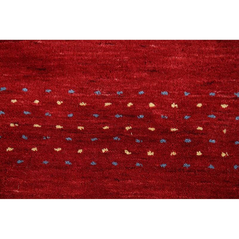 Tribal Red Gabbeh Oriental Area Rug Hand-Knotted Wool Carpet - 5'2"x 7'10"