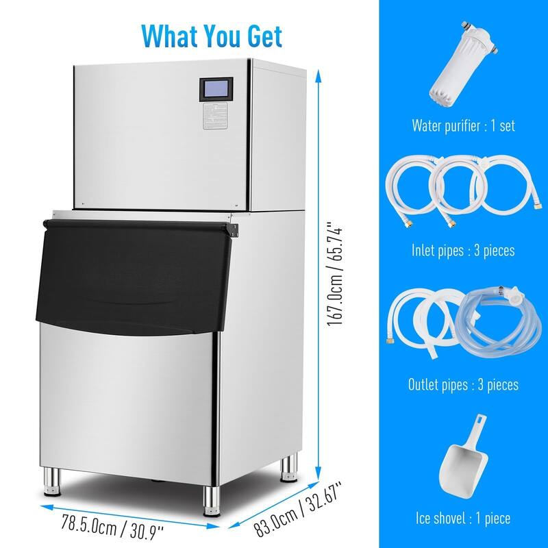 Commercial Ice Machine Industrial with 550LBS/1 Day Ice Maker