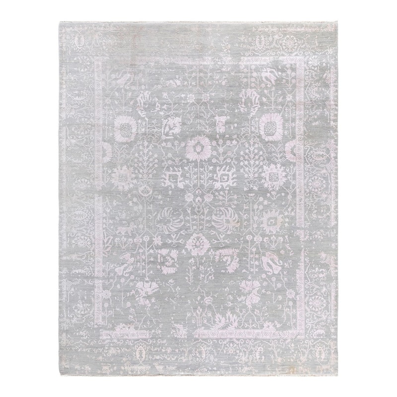 Ikat One-of-a-Kind Hand-Knotted Area Rug, Gray - 8' 1" x 10' 4"