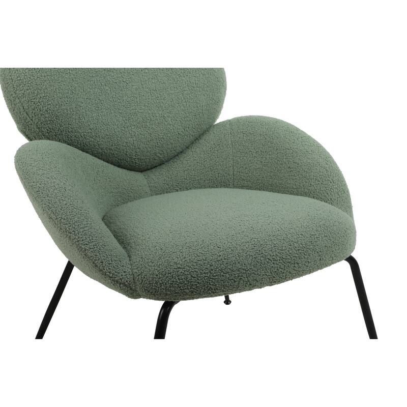 Modern Sherpa Chairs Accent Armchairs for Living Dining Room, Upholstered Chairs with Black Metal Legs, Comfy and Soft Chairs