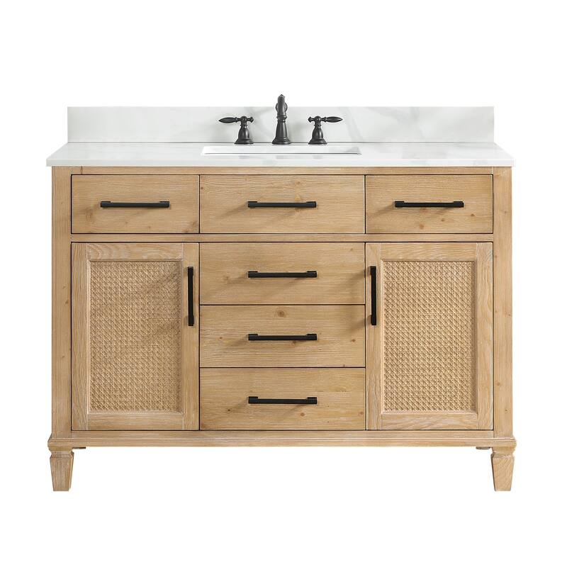 Altair Solana Bath Vanity with Calacatta White Quartz Stone Countertop without Mirror