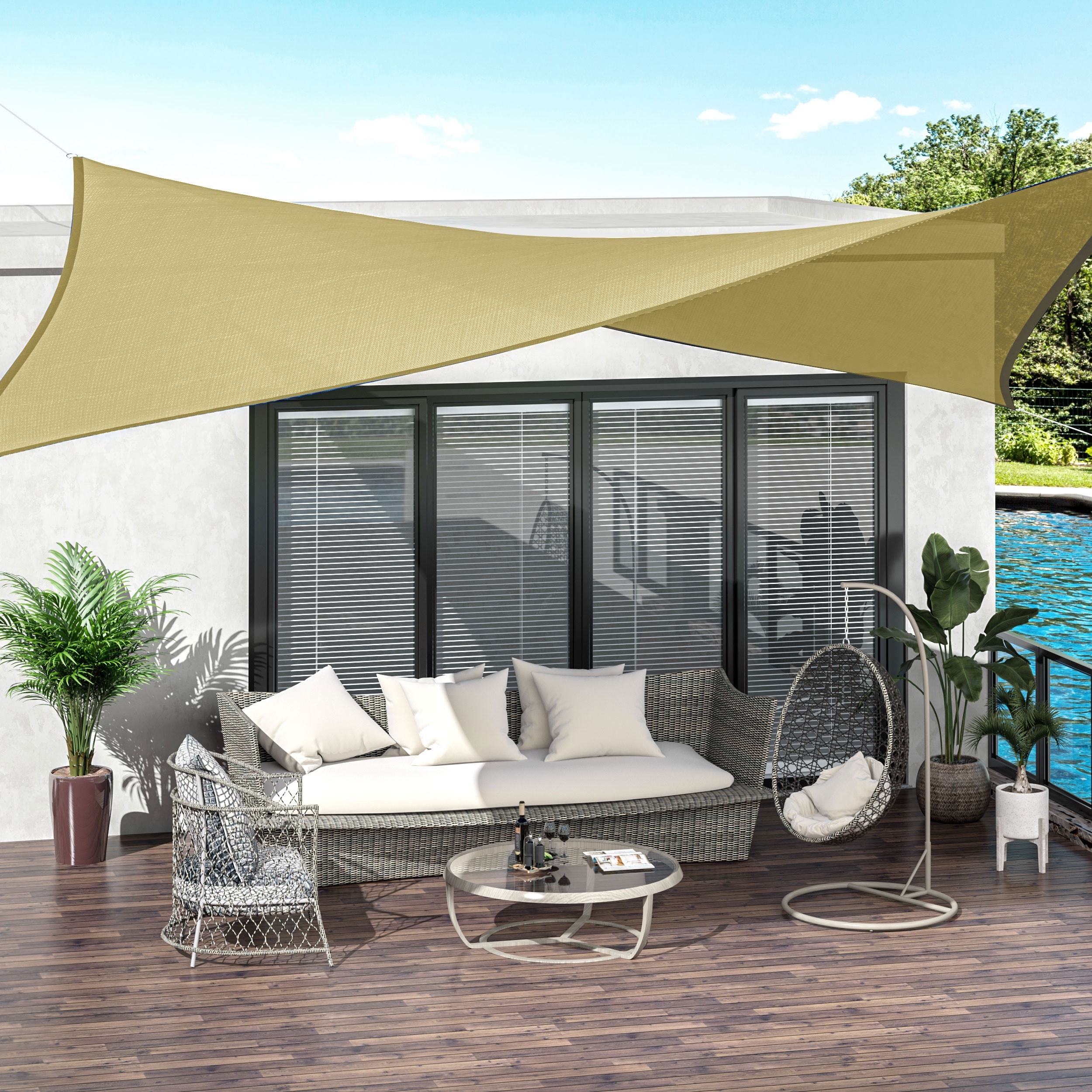 Outdoor Garden Patio Sun Shade Sail Awnings Canopy UV Block Parasol Cover 2 Size 