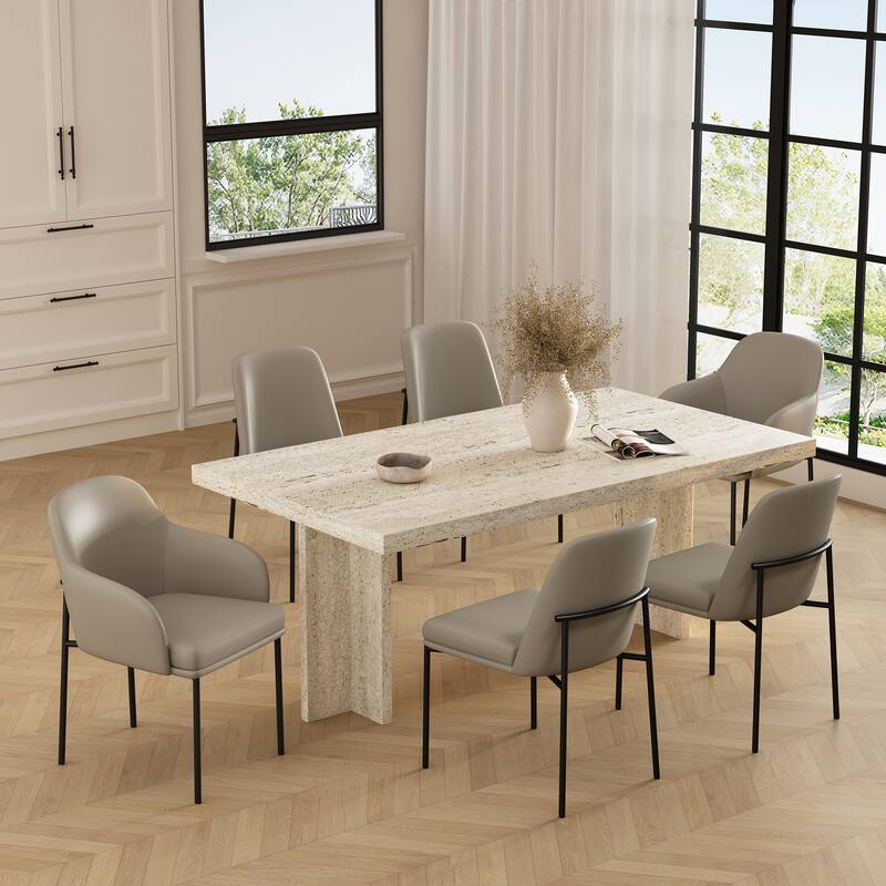 Manhattan Comfort Loft Vegan Leather Metal Armchair - Set of 2