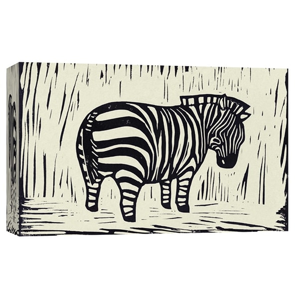 PTM Images 9-103696 PTM Canvas Collection 8" x 10" - "Zebra Linocut" Giclee Zebras Art Print on Canvas