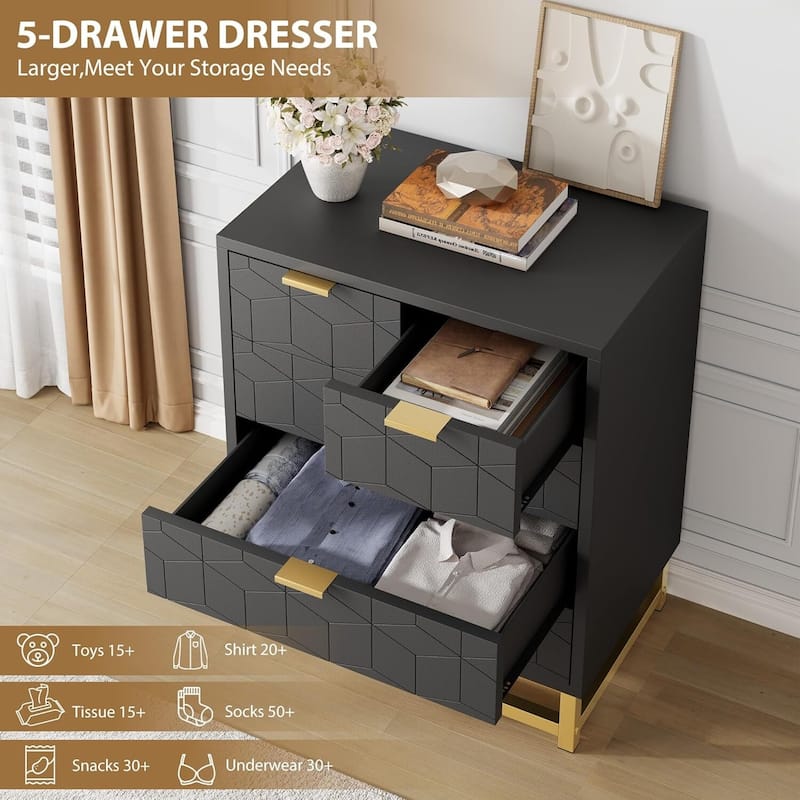 5 Drawer Dresser for Bedroom, Living Room, Entryway