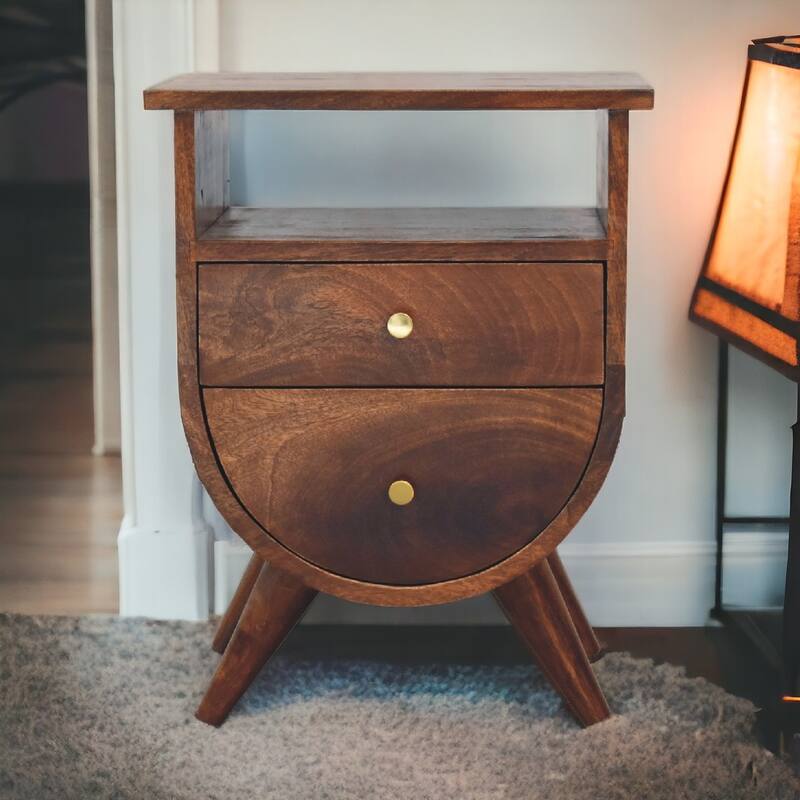 Artisan Furniture Solid Wood Split Chestnut Nightstand - 2-drawer - Brown