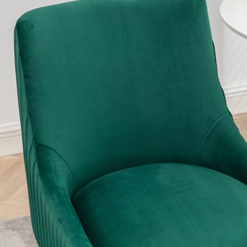 SEYNAR Modern Glam Boucle Pleated Velvet Dining Chair or Vanity Chair Set of 2 with Rear Handle