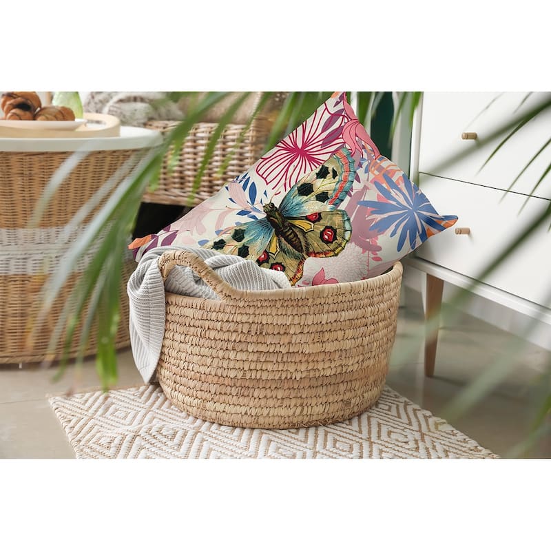 Butterfly In Floral Jumble Decorative Throw Pillow