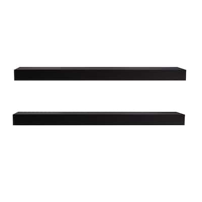 Melannco Set of 2 Black Pole-Mount Shelves, 23.5 Inch