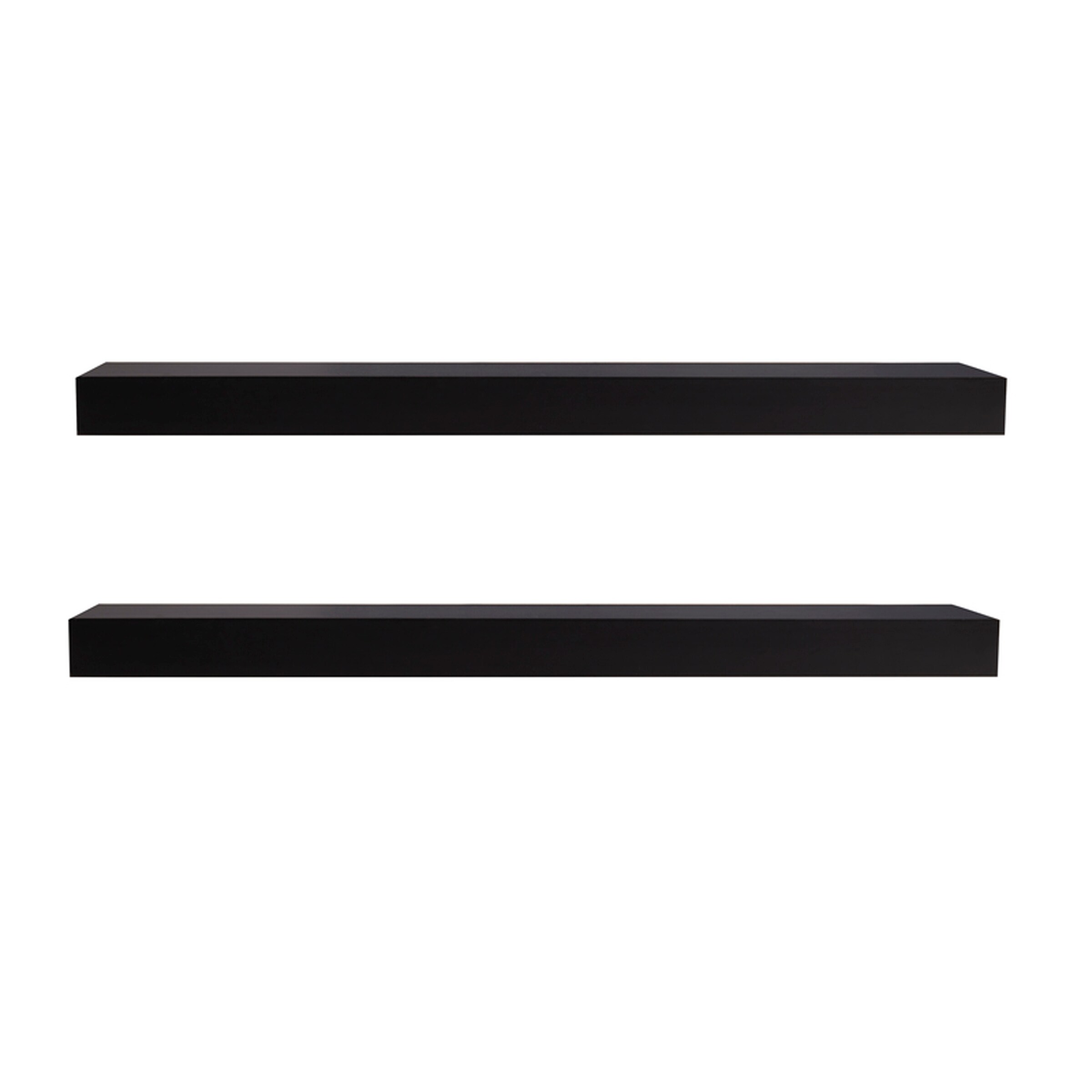 Melannco Set of 2 Black Pole-Mount Shelves, 23.5 Inch