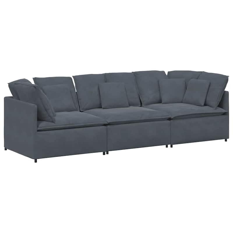 vidaXL Modular Sofa Dark Grey Velvet Large Modular Dark Grey Sofa - 39.4 x 118.1 x 25.2 in
