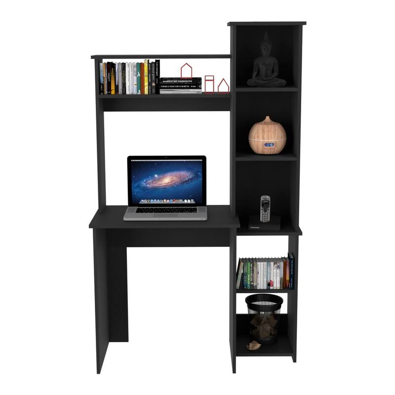 Compact Computer Desk with Hutch, Bookcase, and Spacious Workspace for Home Offices