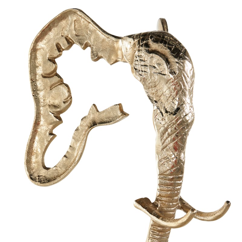 Aluminum Metal Elephant Tall Cutout Silhouette Sculpture with Marble Base - Gold - Roche River Decor - 9"W x 9"L x 27"H