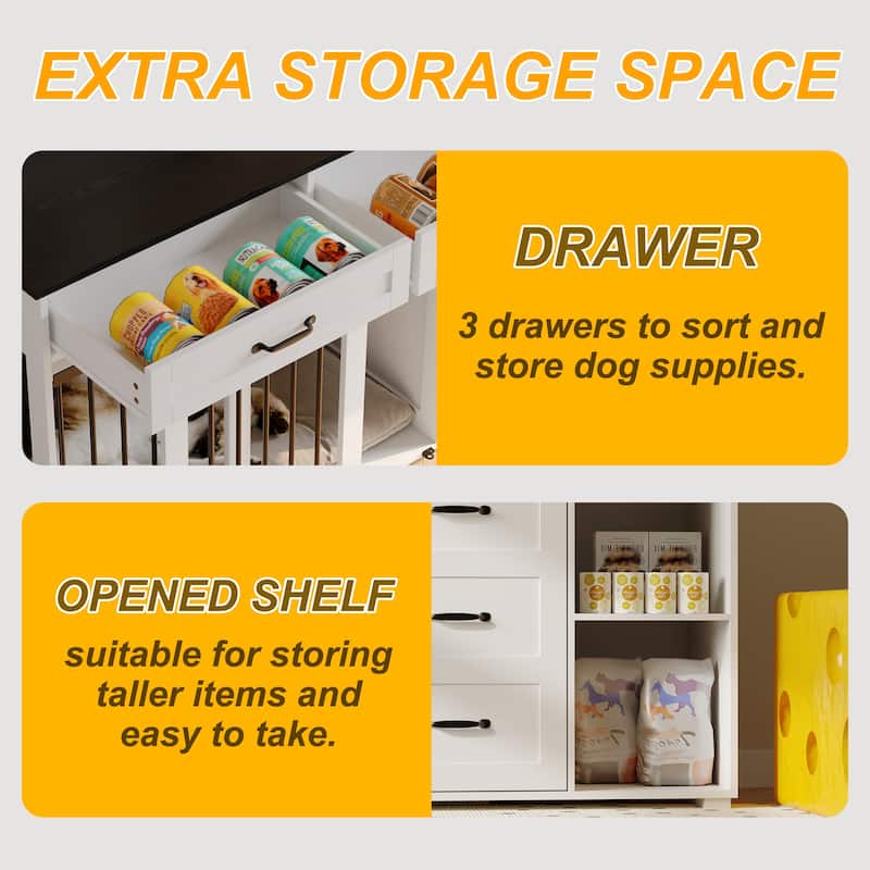 Large Capacity ,6 Drawers ,Multi-Purpose Dog Crate Kennel Furniture