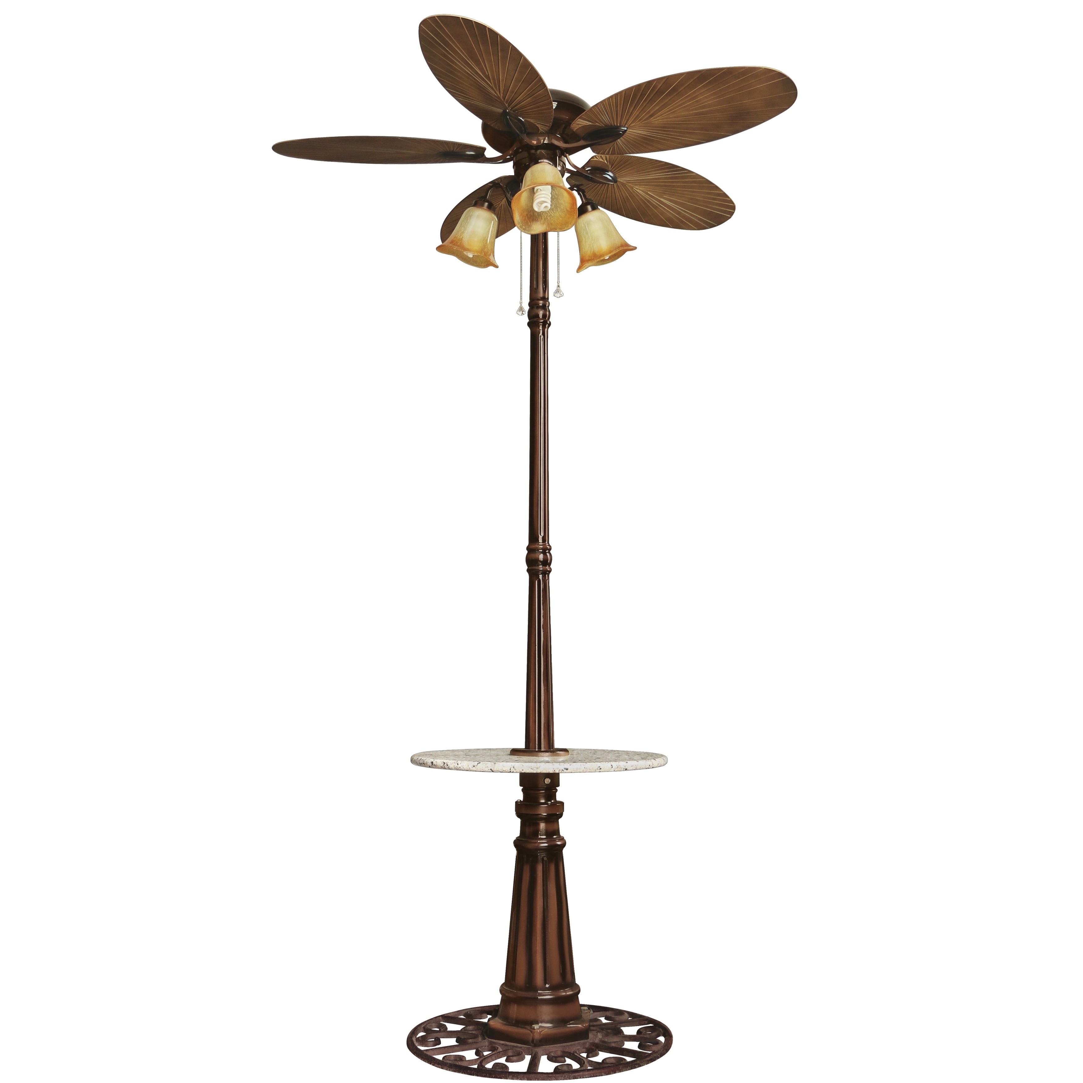 52" Farmhouse 5-Blade LED Outdoor Pedestal Fan, Classic Standing Fan with Light