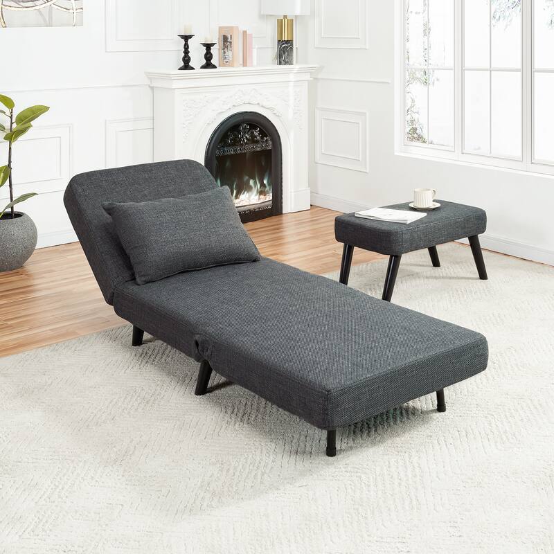 3 in 1 Foldable Chaise Lounge with Adjustable Backrest, Footrest & Detachable Pillow