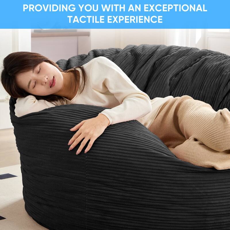 Mixoy Corduroy Bean Bag Lazy Sofa Chair Bed,Convertible Adult Beanbag from Lazy Chair to Floor Mattress,Machine Washable