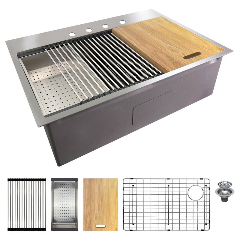 Transolid KWSST302210-4 30" Drop In Single Basin Stainless Steel
