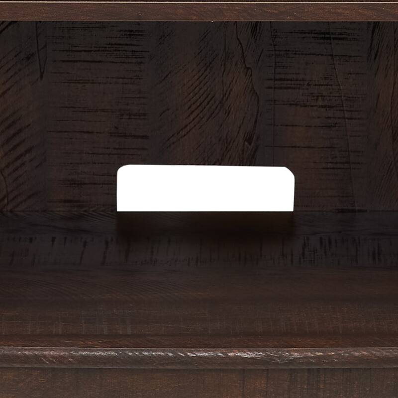 Wood TV Stand with 4 Glass Doors, Buffet Sideboard with Adjustable Shelves, Media Console Table with Metal Handles