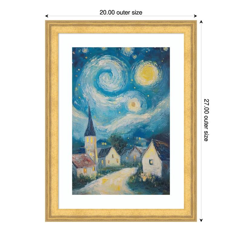 Swirling Night Sky by Tradelink inhouse artist Wood Framed Wall Art Print - Owen Gold - 20 x 27 in