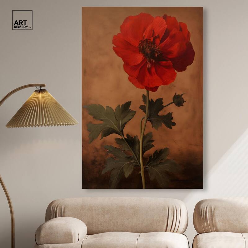 Flourish in Red II Canvas by Art Remedy, Gallery Wrapped