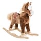 preview thumbnail 1 of 7, Qaba Kids Rocking Horse, Plush Toddler Rocker, Wooden Base Ride On Toy - brown 2-4 Years