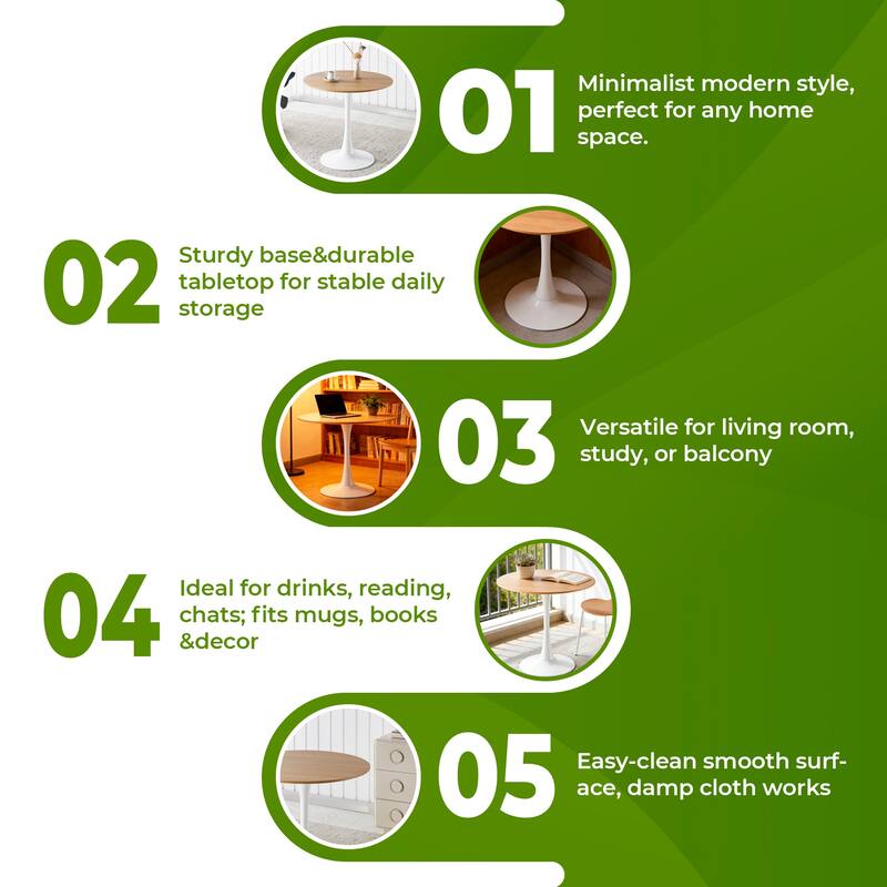 31.5" Mid-century Dining Table for 2-4 people With Round MDF Table Top, Pedestal Dining Table, Coffee Table