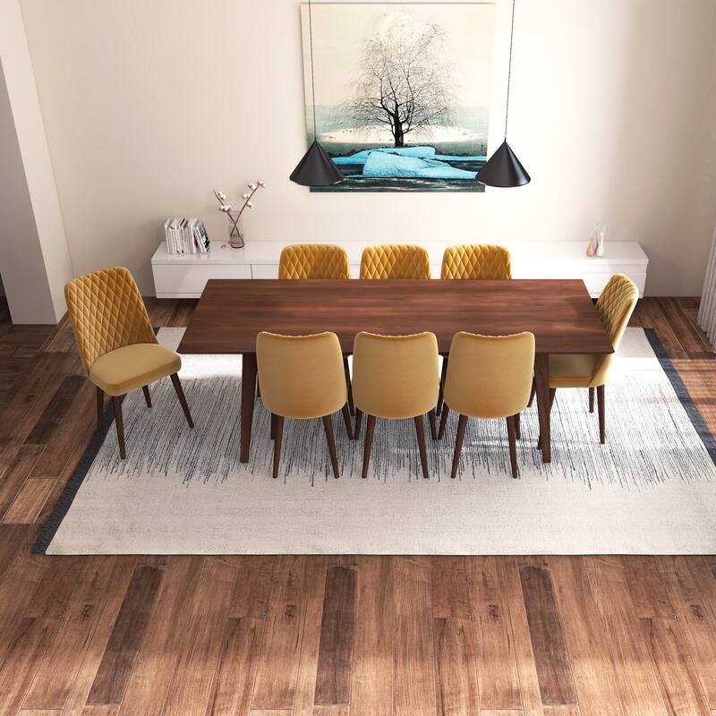 Annabelle Mid Century Modern 9 Piece Dining Room Set
