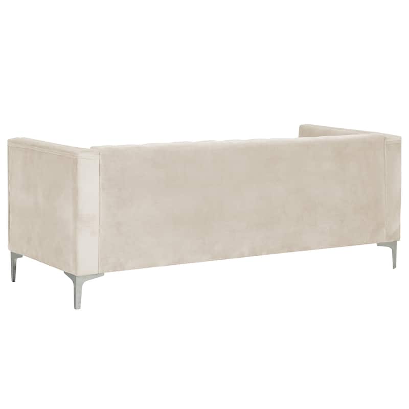 Morden Fort Modern 2 Pieces of Chair and Sofa Couch Set with Dutch Velvet Grey, Iron Legs