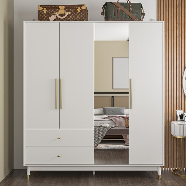 63inch Wardrobe Large Storage Cabinets with Mirror Bedroom ARMOIRES Bed Bath Beyond 37684318