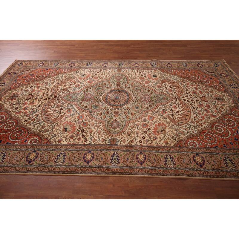 Vegetable Dye Anatolian Turkish Vintage Rug Hand-Knotted Wool Carpet - 6'8" X 10'5"