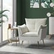 preview thumbnail 59 of 89, HULALA HOME 1ida Modern Velvet Tufted Accent Armchair with Gold Metal Legs IVORY