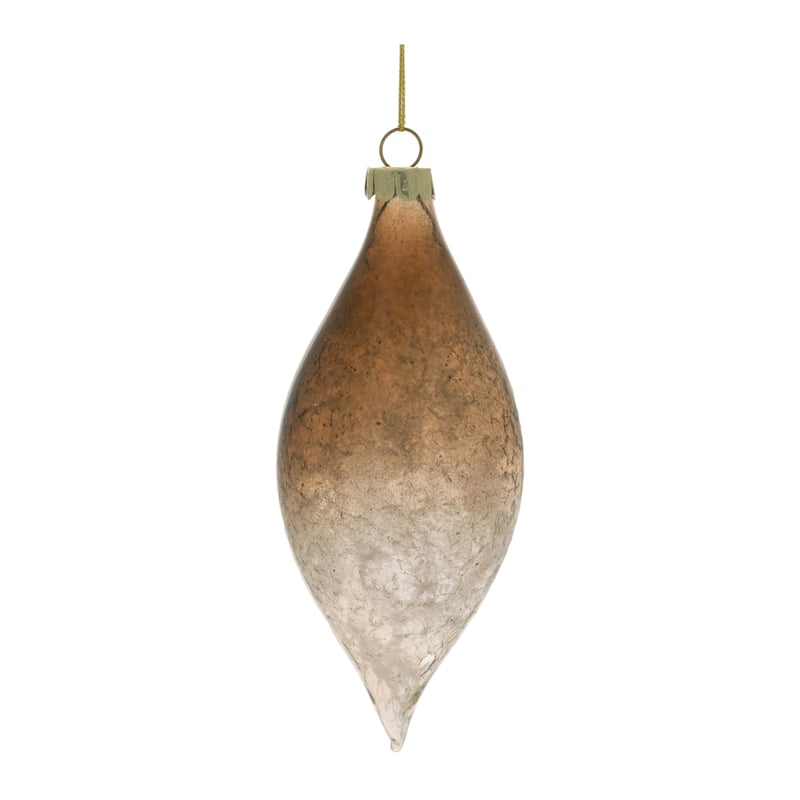 Glass Ombre Crackle Ornaments Set of 6 with Hanging Strings - 3” x 3” x 4” (L x W x H)