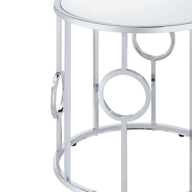 Hoop Glam Chrome 23-inch Mirror End Table by Furniture of America