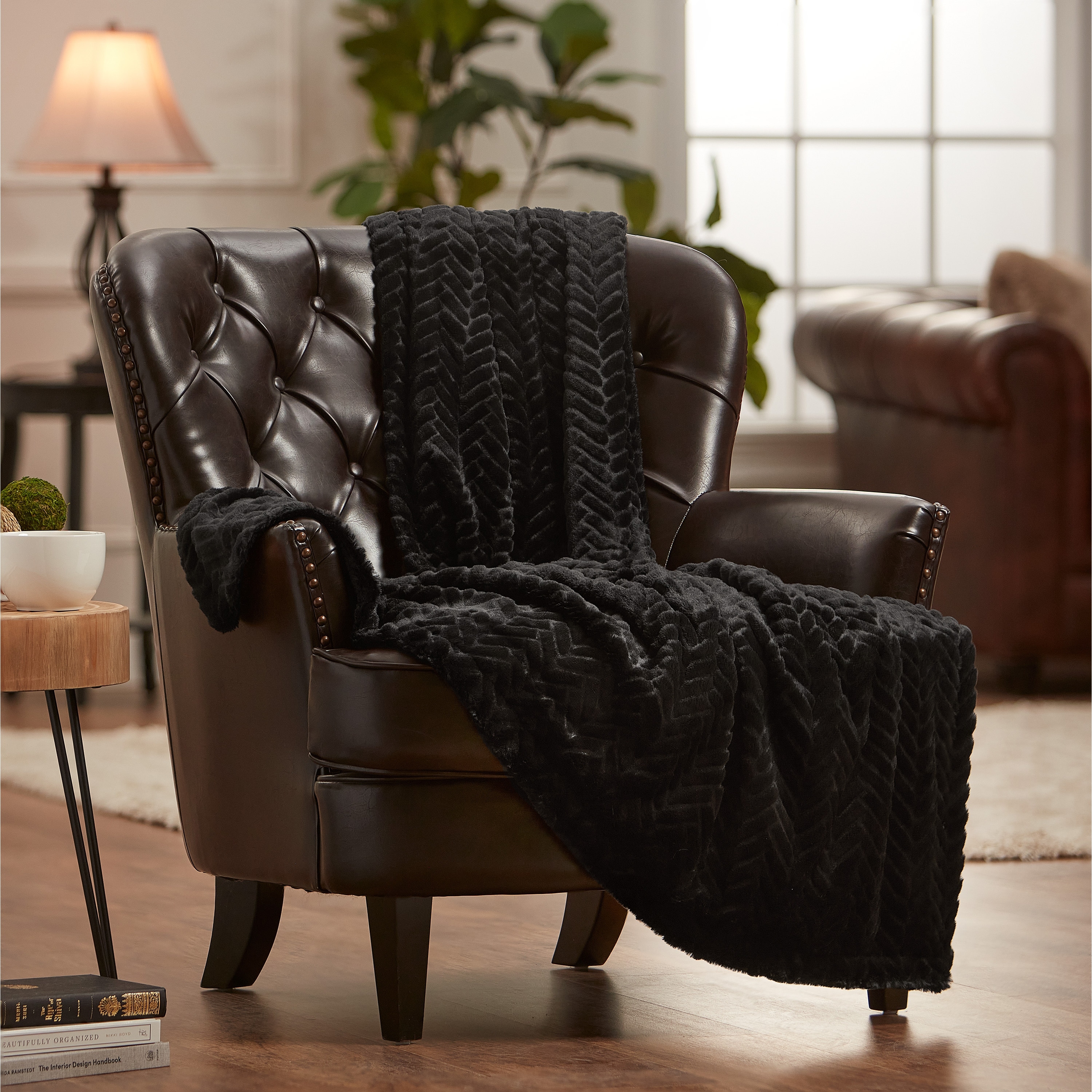 Chanasya Faux Fur Embossed Textured Throw Blanket Bed Bath