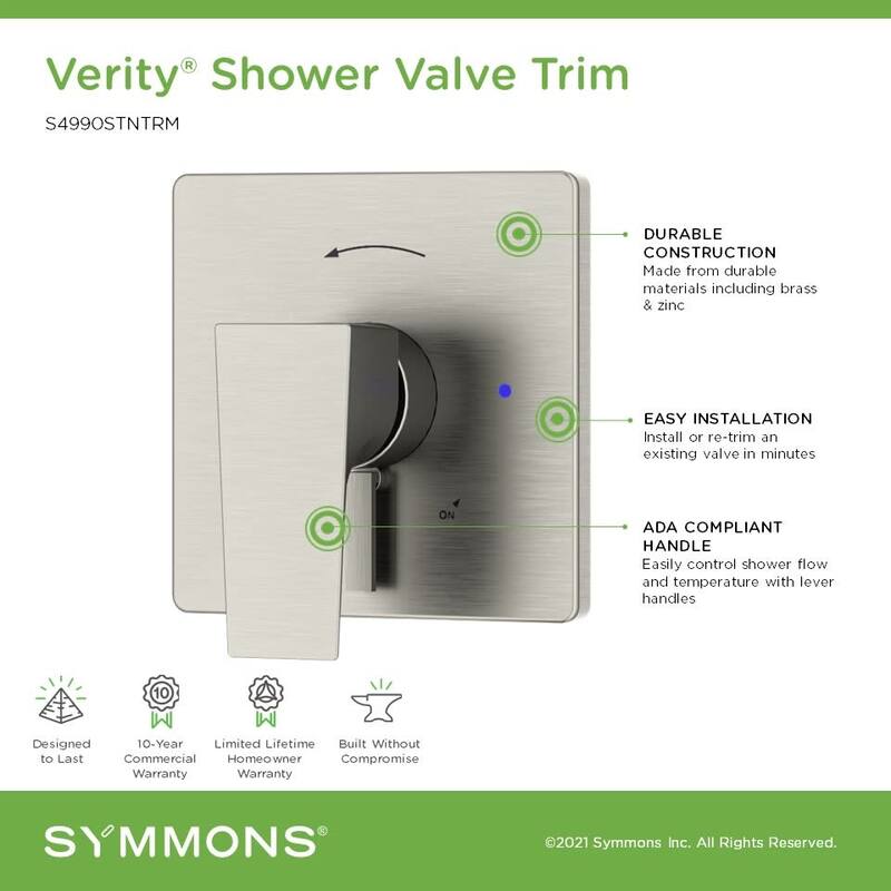 Symmons S4990TRM Verity Pressure Balanced Valve Trim Only with Single