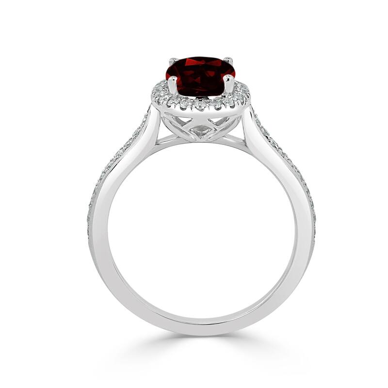 Auriya 1 9/10ct Fancy Oval Garnet Gemstone Halo Diamond Engagement Ring 1/4ctw 14k Gold