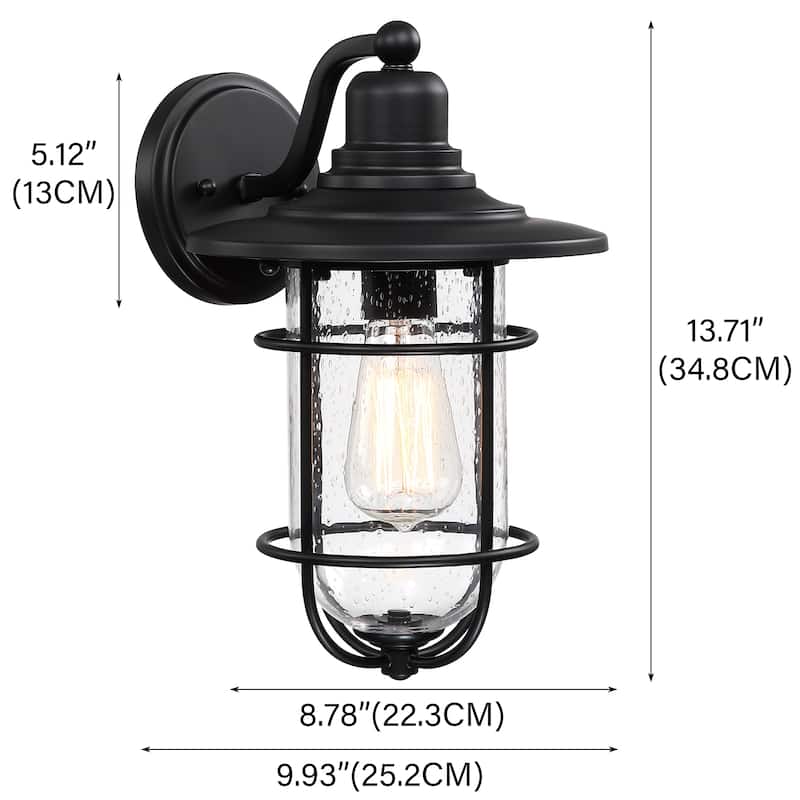 1-Light Black Outdoor Wall Lantern Sconce