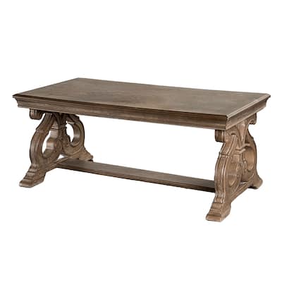 Wooden Coffee Table with Scroll Legs in Oak